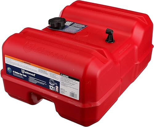 Attwood 8812LLP2 Depósito de combustible de 12 galones, cumple con la EPA, perfil bajo, sin calibre, 24 pulgadas de largo x 18 pulgadas de ancho x