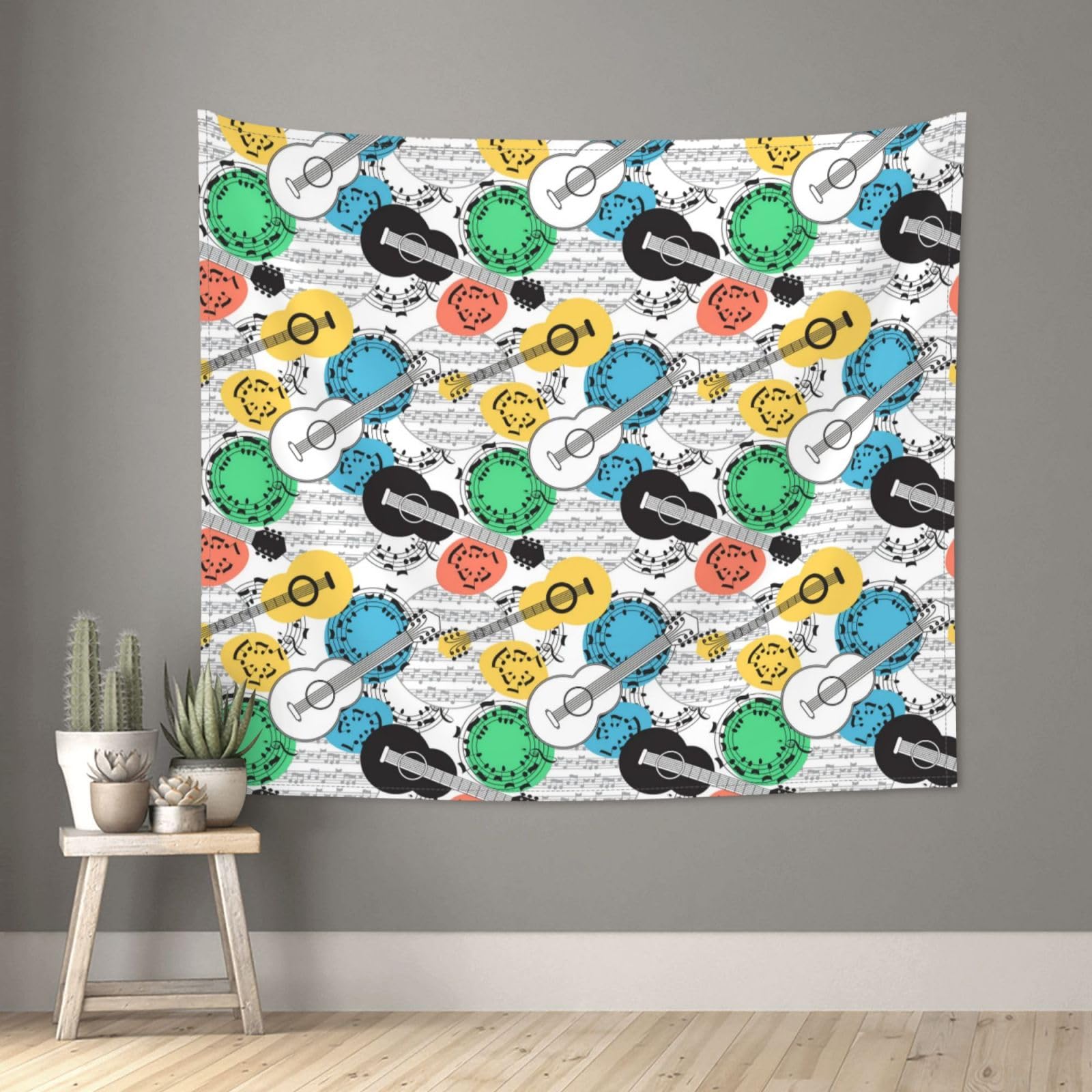 Heopapin Arazzo Da Parete Con Scheletro Chitarrista E Meduse - 198x140 Cm - Tessuto Poliestere Per Camera Da Letto - 2