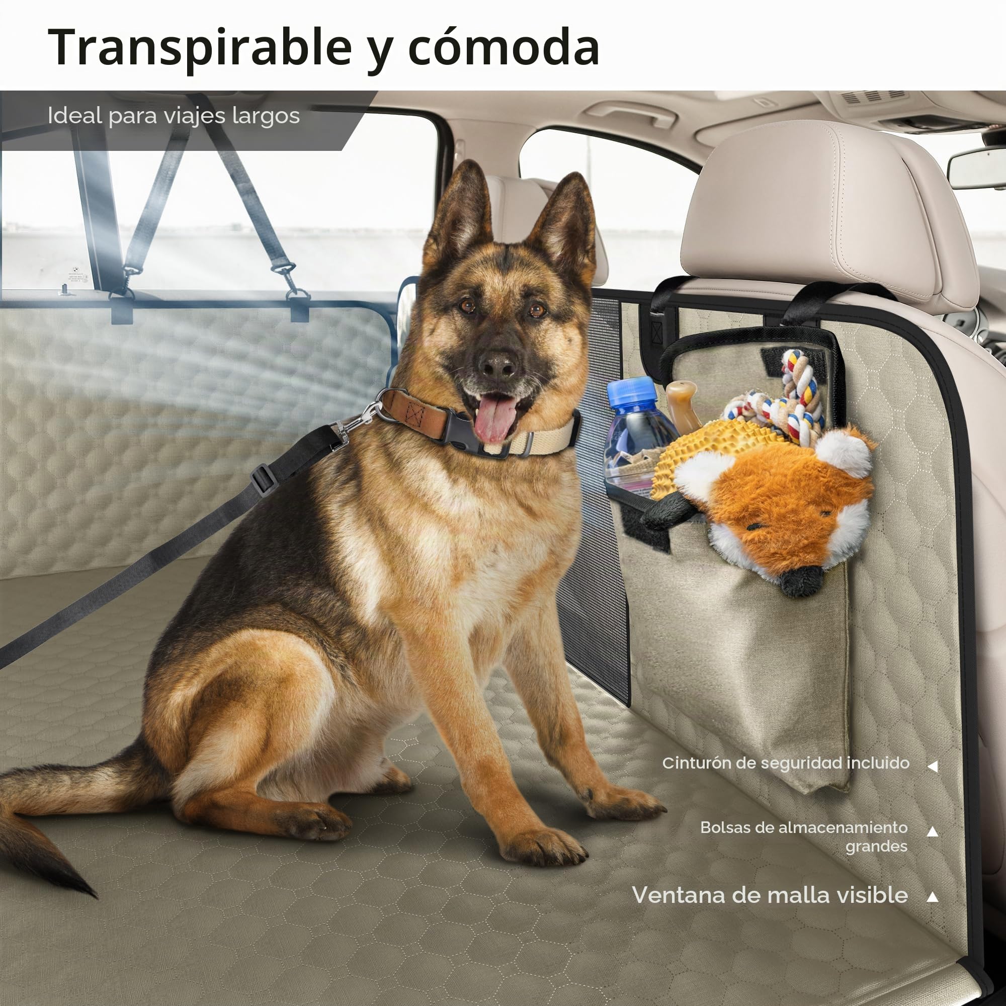 SHARLOVY Extensor de asiento trasero de camión XL para perros, cubierta de asiento de coche para perros de fondo duro grande para asiento trasero, hamaca de coche para perros de servicio pesado
