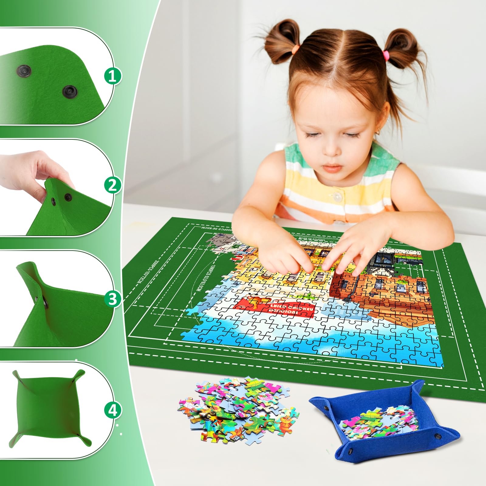 Tapis de rangement Puzzle Roll Jigroll jusqu'à 1500 pièces avec sac de