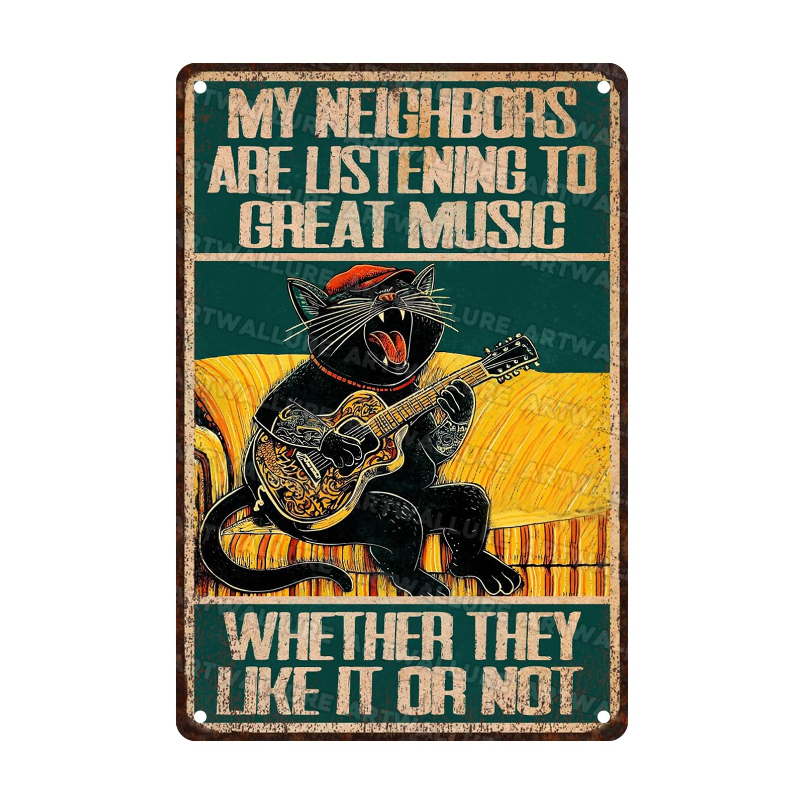 Anceky Vintage Sign My Neighbors Are Listening To Great Music Metal Tin Sign Funny Wall Decor for Home Yard Garage Farmhouse Bar Kitchen 12×16 Inch