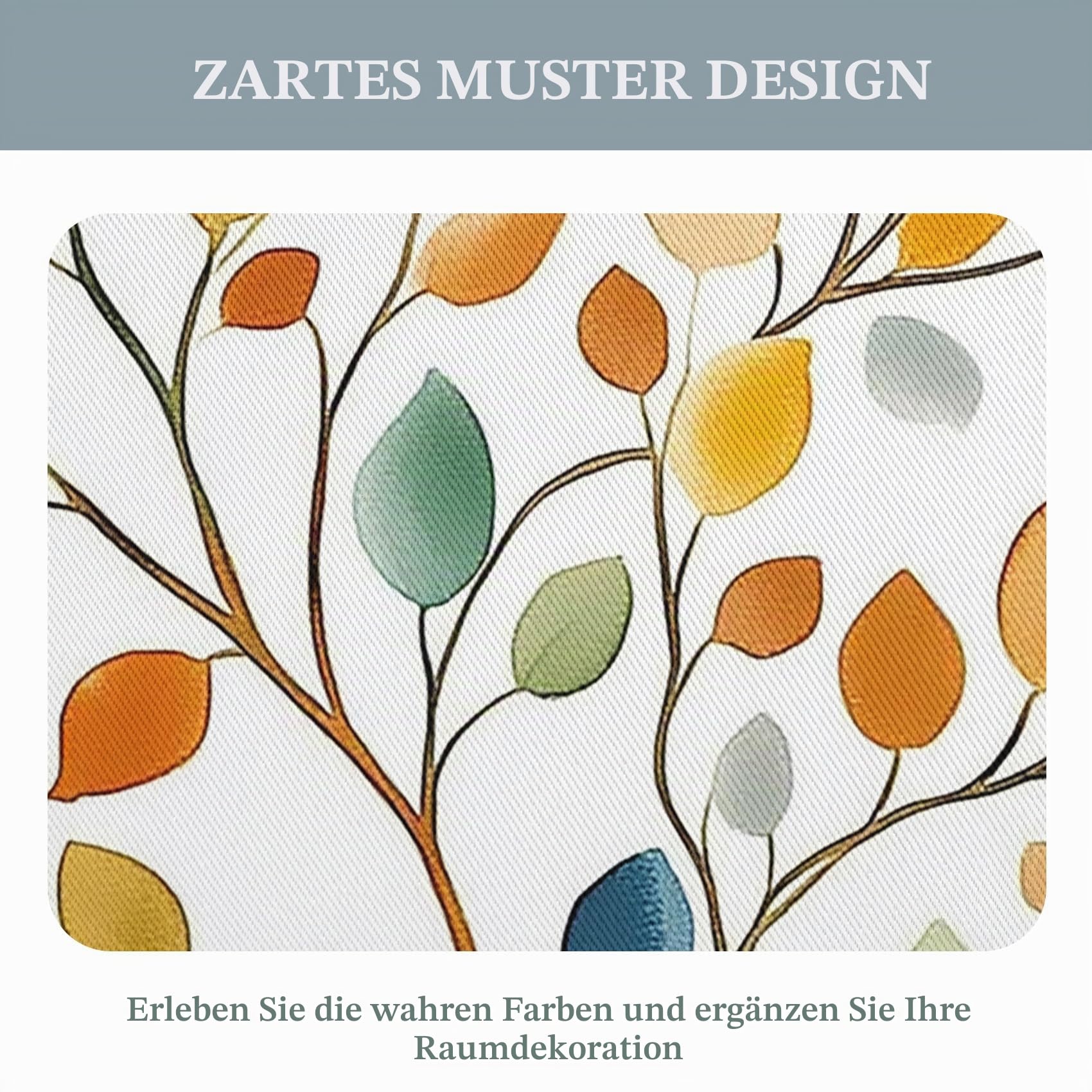 Bunte Blätter Vorhänge, Verdunklungsvorhänge mit Muster Botanisch, Vorhang Blickdicht mit Ösen, Gardinen für Wohnzimmer Schlafzimmer Deko 2er Set - 160x132 (H X B)