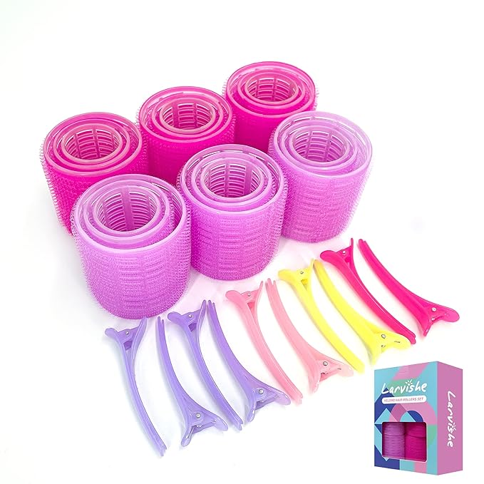 Jumbo Hair Rollers by Larvishe Self Grip Hair Curlers
