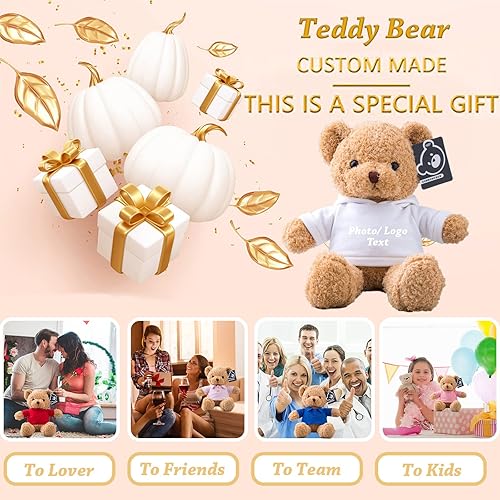 Miniatura 6 de Oso de peluche personalizado, oso de peluche con texto personalizado + imagen como regalo personalizado para novianovio en el día de San Valentín,
