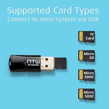 NTW Twingo: Micro SD Card Reader/Memory Card Reader/USB 2.0 Adapter/Micro USB OTG/Portable Micro SD Card Reader for Android Phone/MacBook/PC/Tablets - 2 Pack