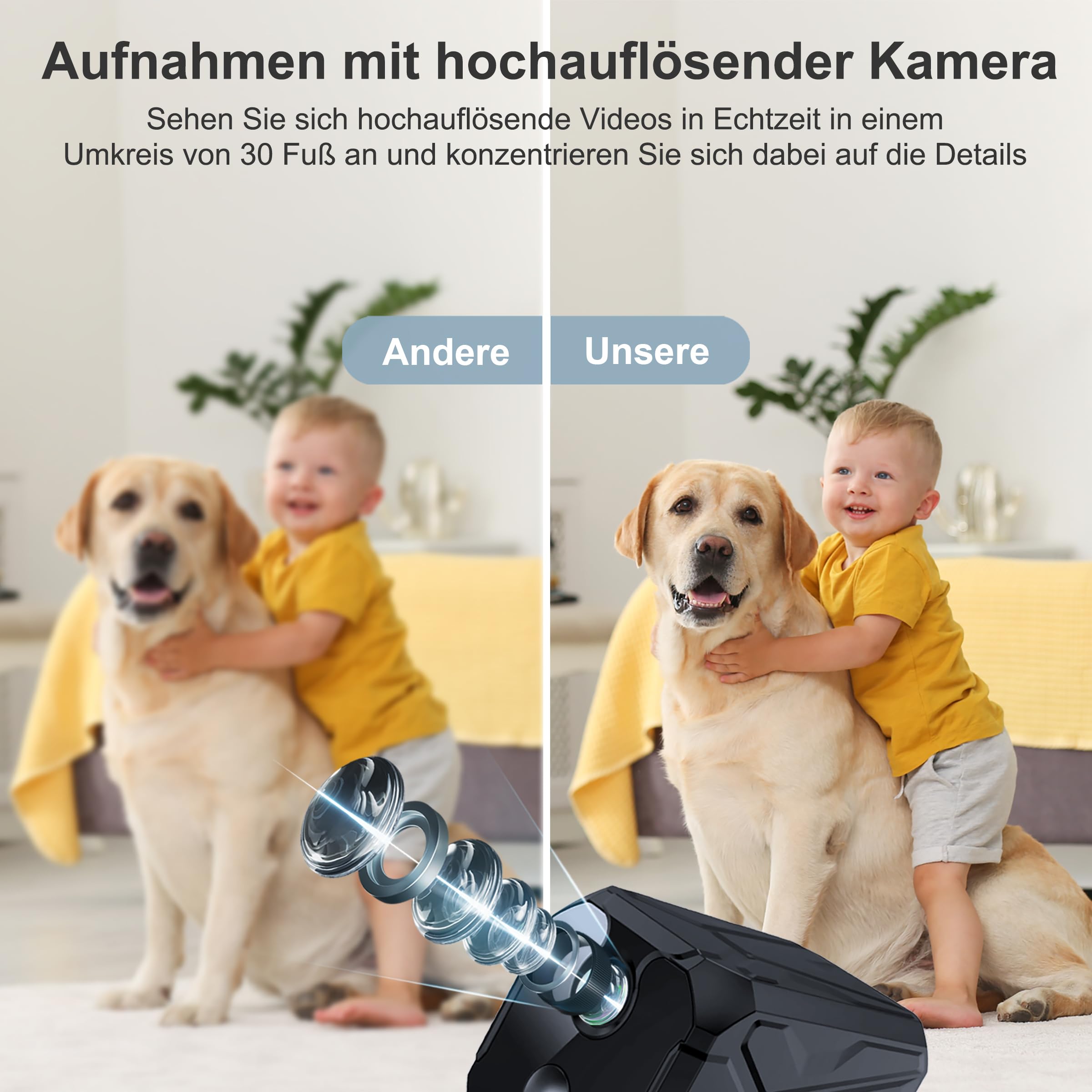 Mini Kamera 2.4 GHz WLAN Überwachungskamera Innen Akku mit Nachtsicht | Kameraüberwachung überwachung innen mit Bewegungserkennung Cloud &SD Speicher/Echtzeit-Video Kamera für Zuhause Haustier Baby