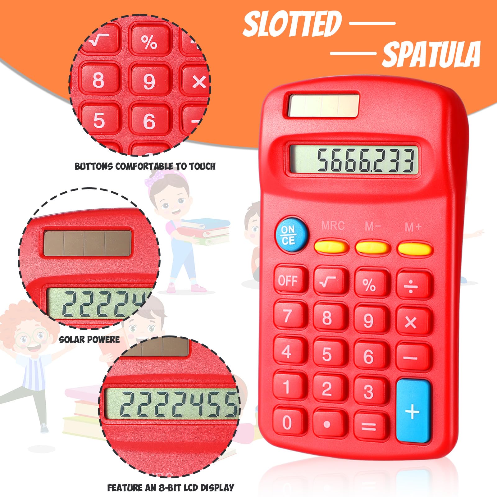 Copkim 24 calcolatrici di base per studenti, piccole calcolatrici tascabili, mini calcolatrici a doppia alimentazione, display a 8 cifre, calcolatrici da tavolo per scuola, scrivania e casa (rosso)