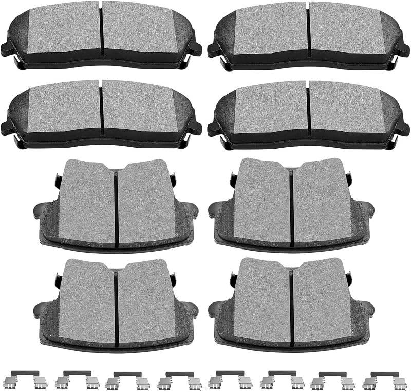 Jogo de pastilhas de freio cerâmicas SCITOO dianteiras e traseiras para Chrysler 300, Dodge Challenger, Charger e Magnum – 8 unidades