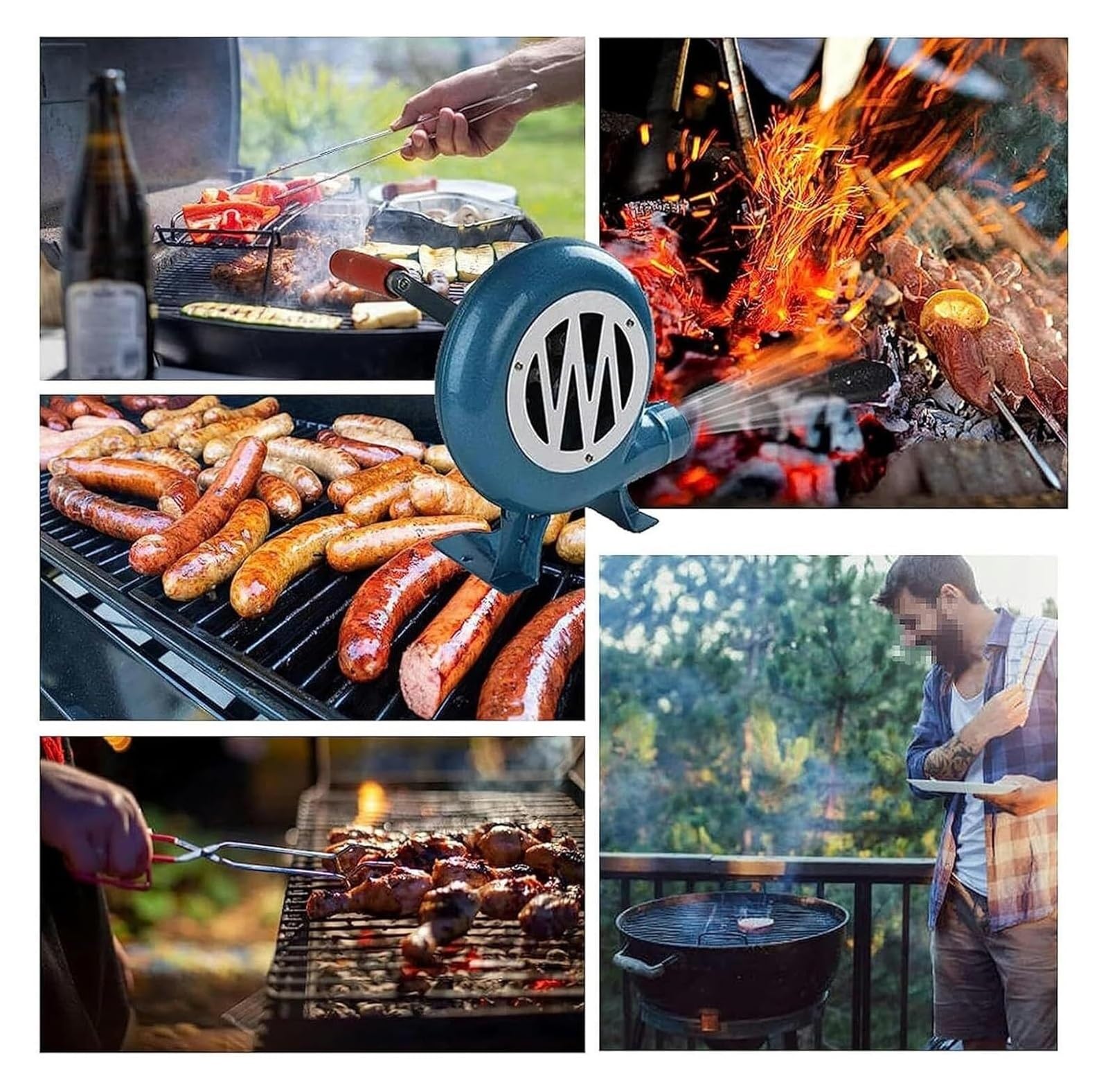 Handkurbel Schmiedegebläse - Tragbarer Feuerstarter für Outdoor-Kochen, Camping und Wandern - unverzichtbares Werkzeug zum Grillen und Grillen