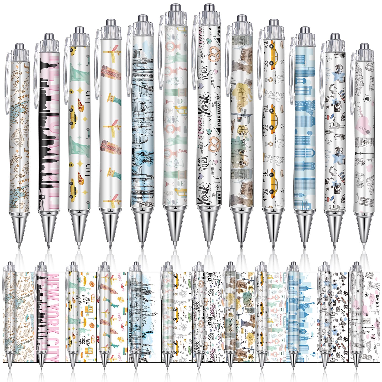Sayglossy 24 Pcs City Travel Souvenirs Pens New York City Souvenirs NYC Souvenirs Italy Travel Gift Texas Souvenir Pens USA Themed Ballpoint Pens NYC City Gift for Office Traveler Gift(New York)