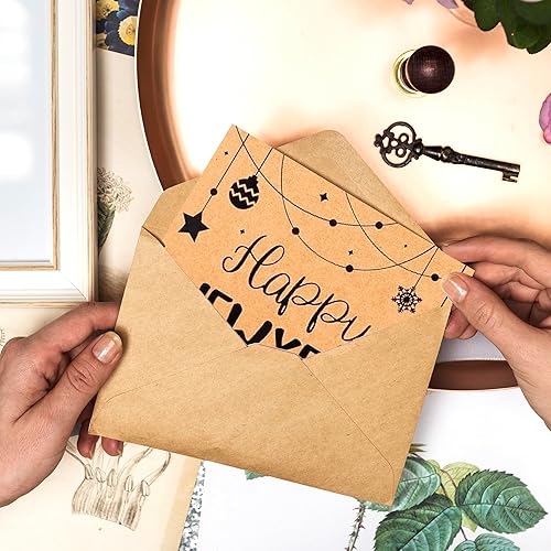 Miniatura 4 de ANSSDO Paquete de 50 tarjetas y sobres en blanco de 5 x 7 pulgadas no plegados cartulina de papel kraft pesado y sobres A7 para tarjetas de