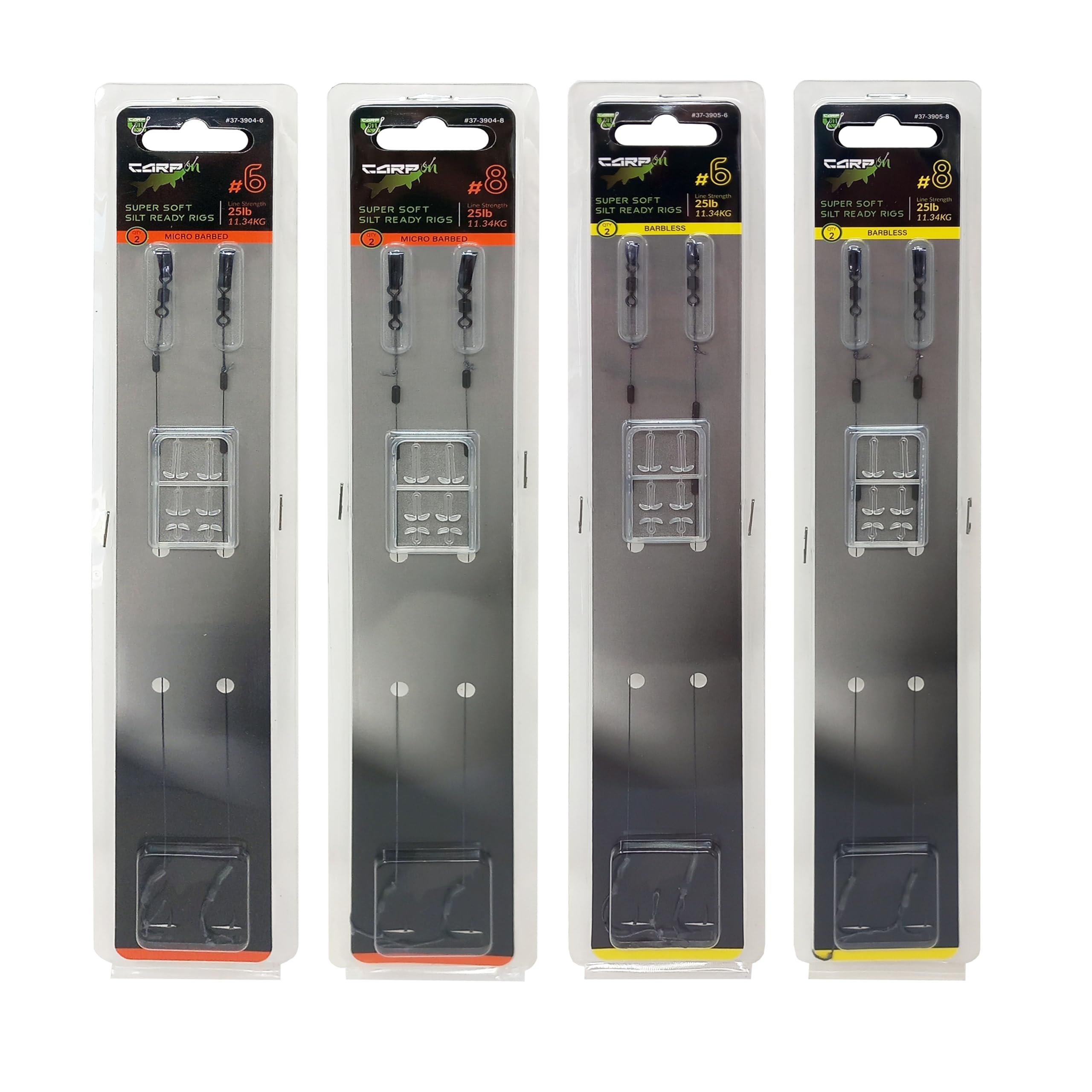 2 Pack of SUPER SOFT SILT Ready Rigs Wide Gape Teflon Coated - Size 6 or 8 - Tied to 25lb Braid/Kicker/Tungsten Sinker/Extender Hair Stops