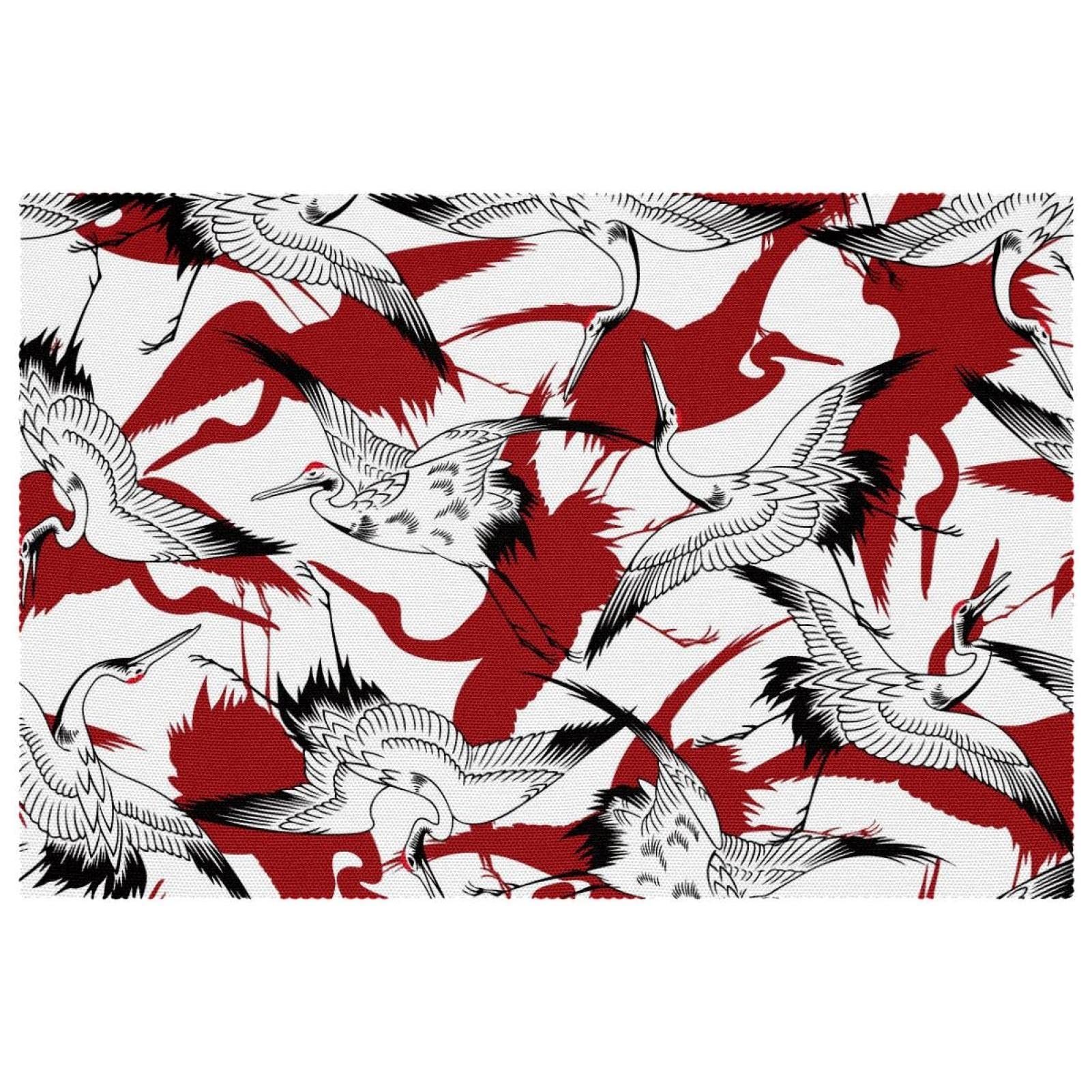 Set de table motif grues japonaises rouge pour illuminer vos dîners