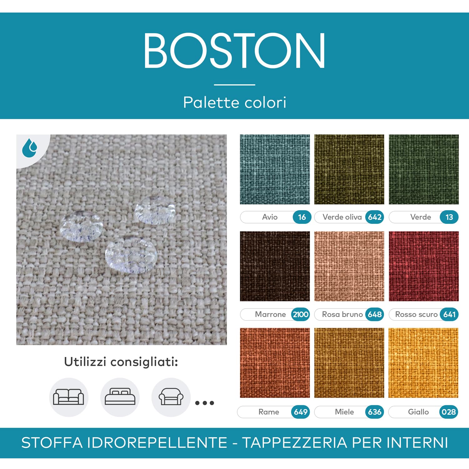 DESHOME Boston 10 Meter Wasserabweisender Stoff Meterware Strapazierfähiger Stoff für Polstermöbel Sofa Kissen Stuhl Dunkelrot