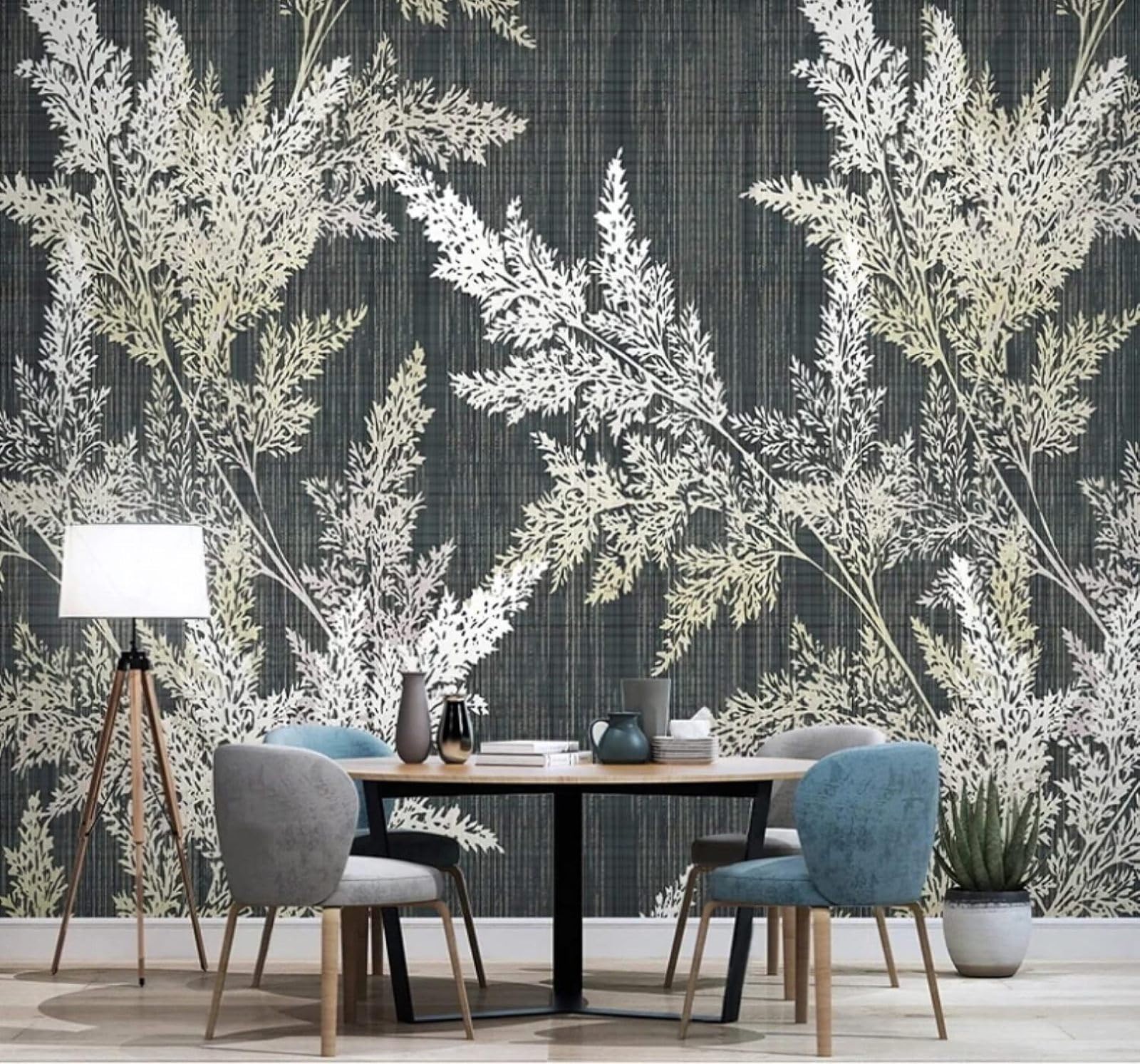 Xlming 430Cm×300Cm(B×H) Retro Three Dimensional Hand Drawn Plants Leaves 3D Wallpaper Luxury Home Dining Decor Paste Sofa Living Room The Wall For Bedroom Mural-430Cm×300Cm