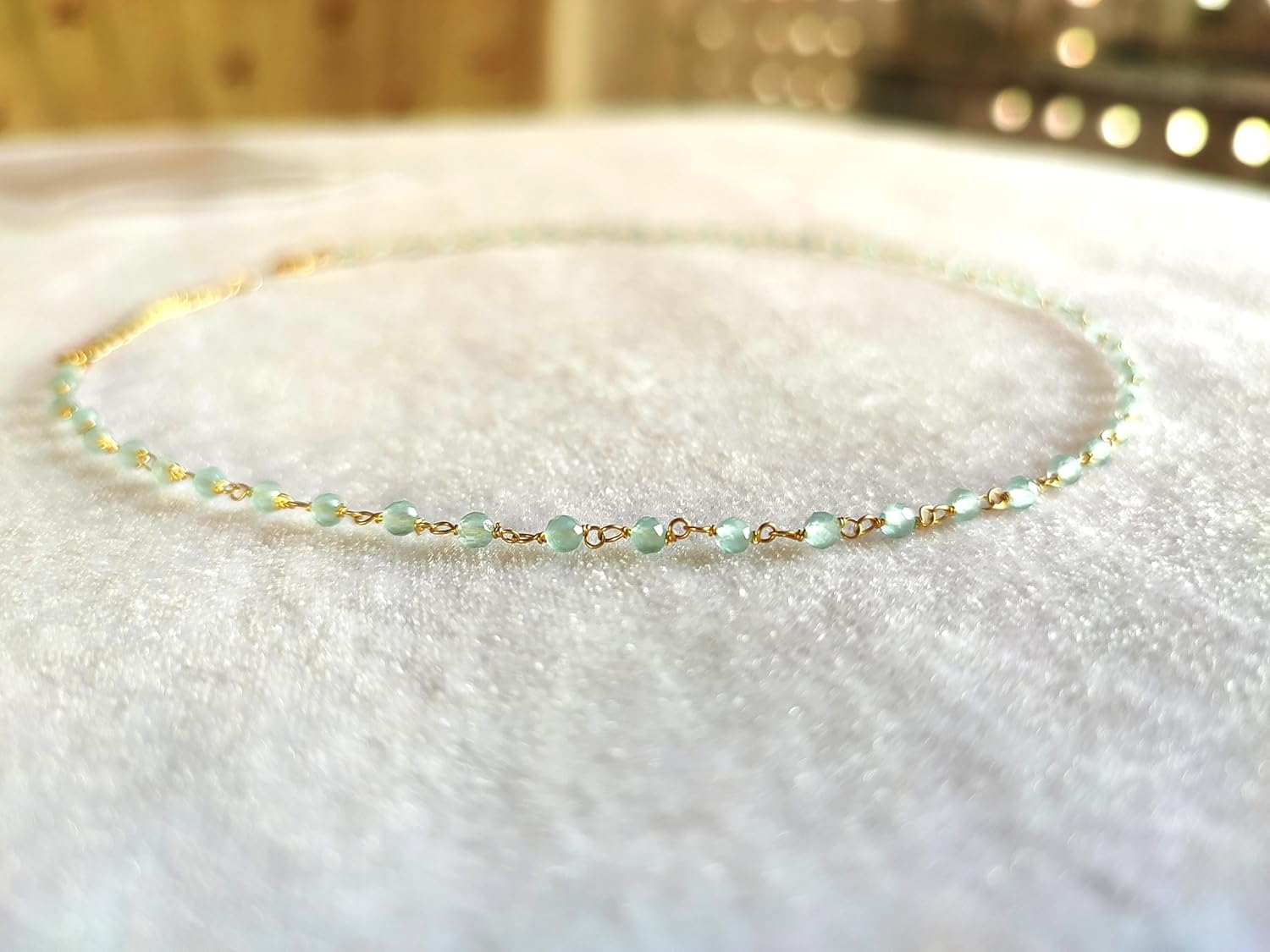 14K Gold Plated 3mm Beaded Chain Necklace for Women – Minimalist Dainty Station Necklace, Thin Adjustable Gold Plated Jewelry for Layering, Everyday Wear, Casual Styling and Gifting - Image 3