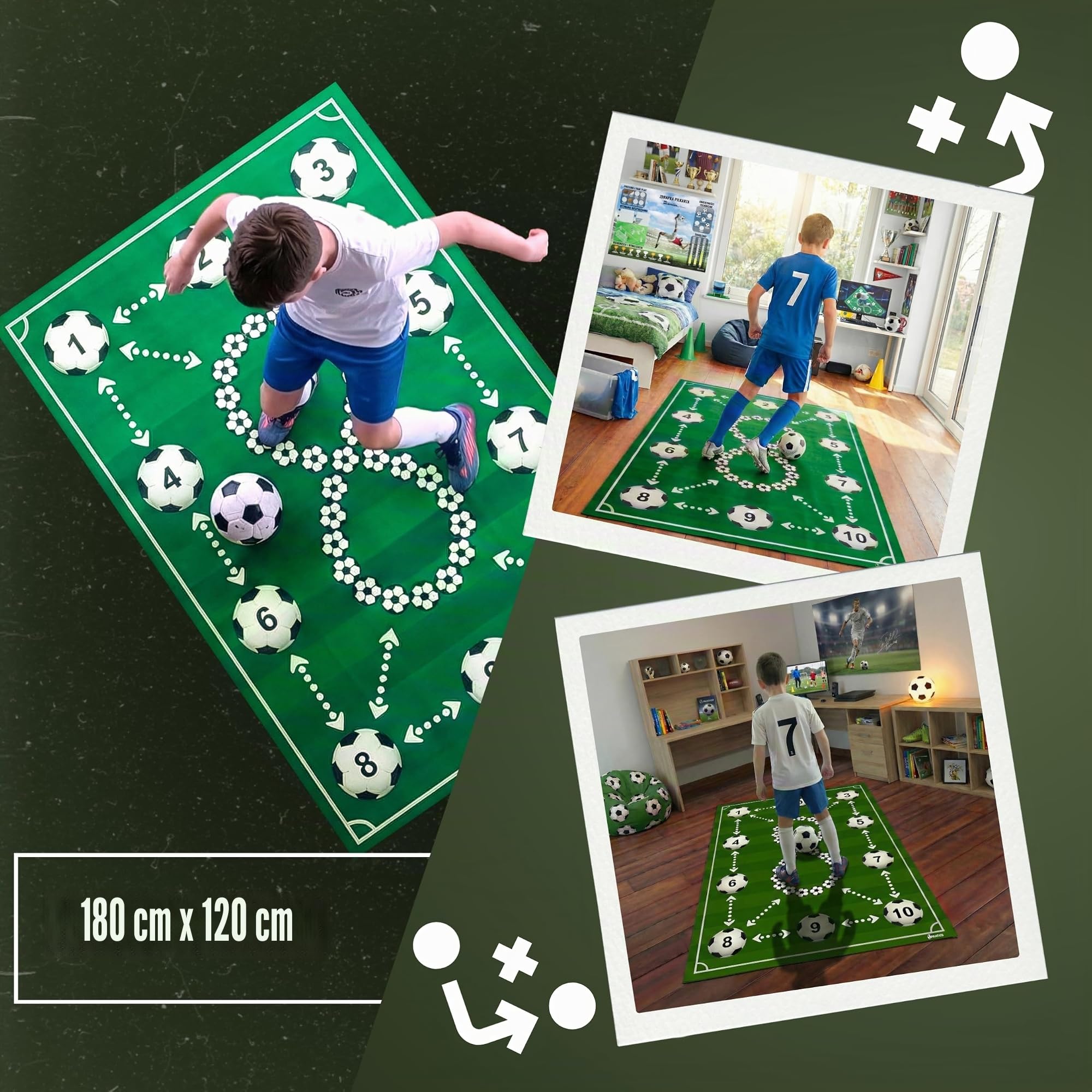 Fussball Matte ProMat XXL 180x120 cm, Fußball Geschenke für Jungs, Große Trainingsmatte für Ballkontrolle, rutschfest, Stoßdämpfend