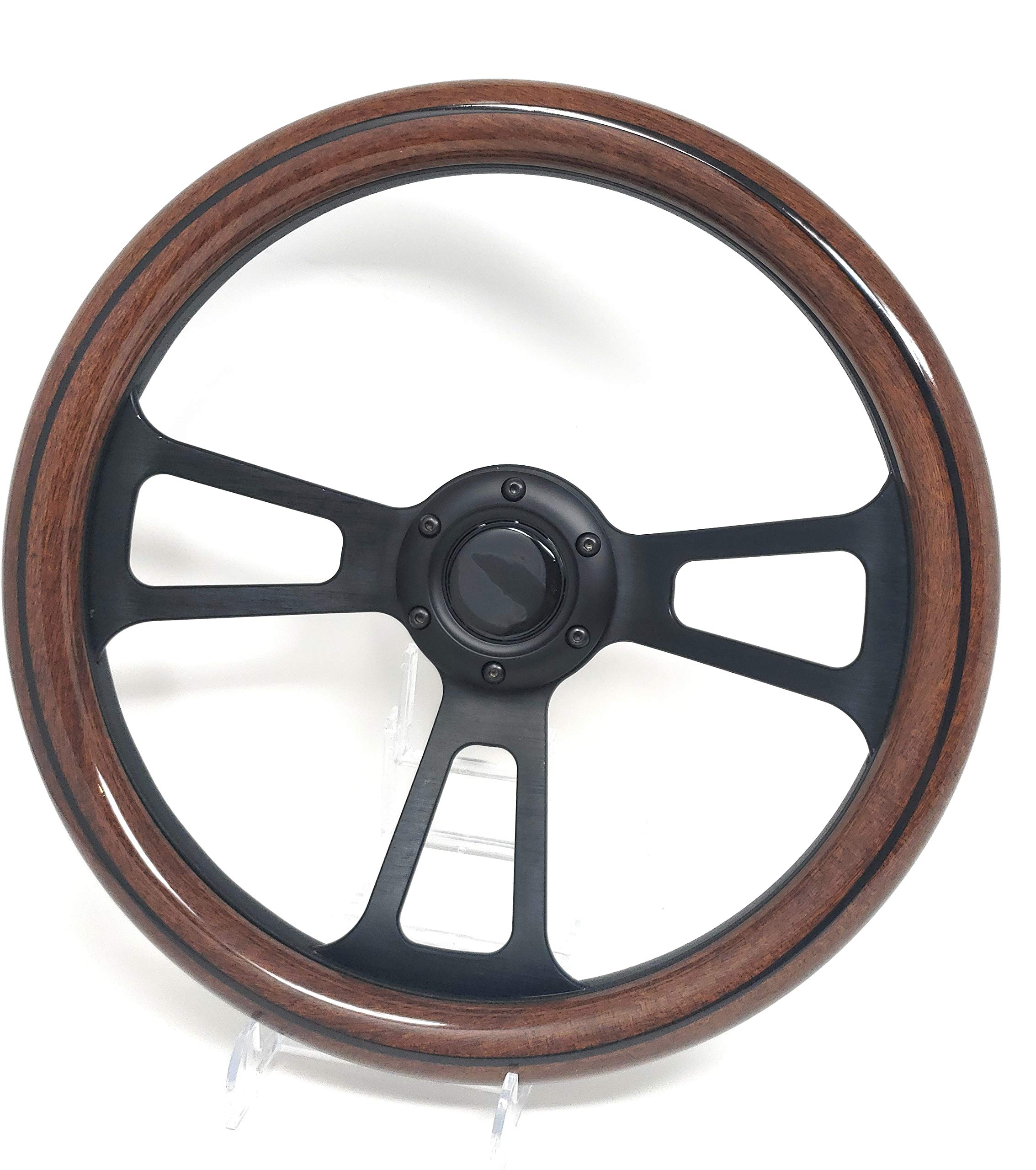 ウッド 赤い3スポークステアリングホイール14インチ350cm hndl-04.jpg