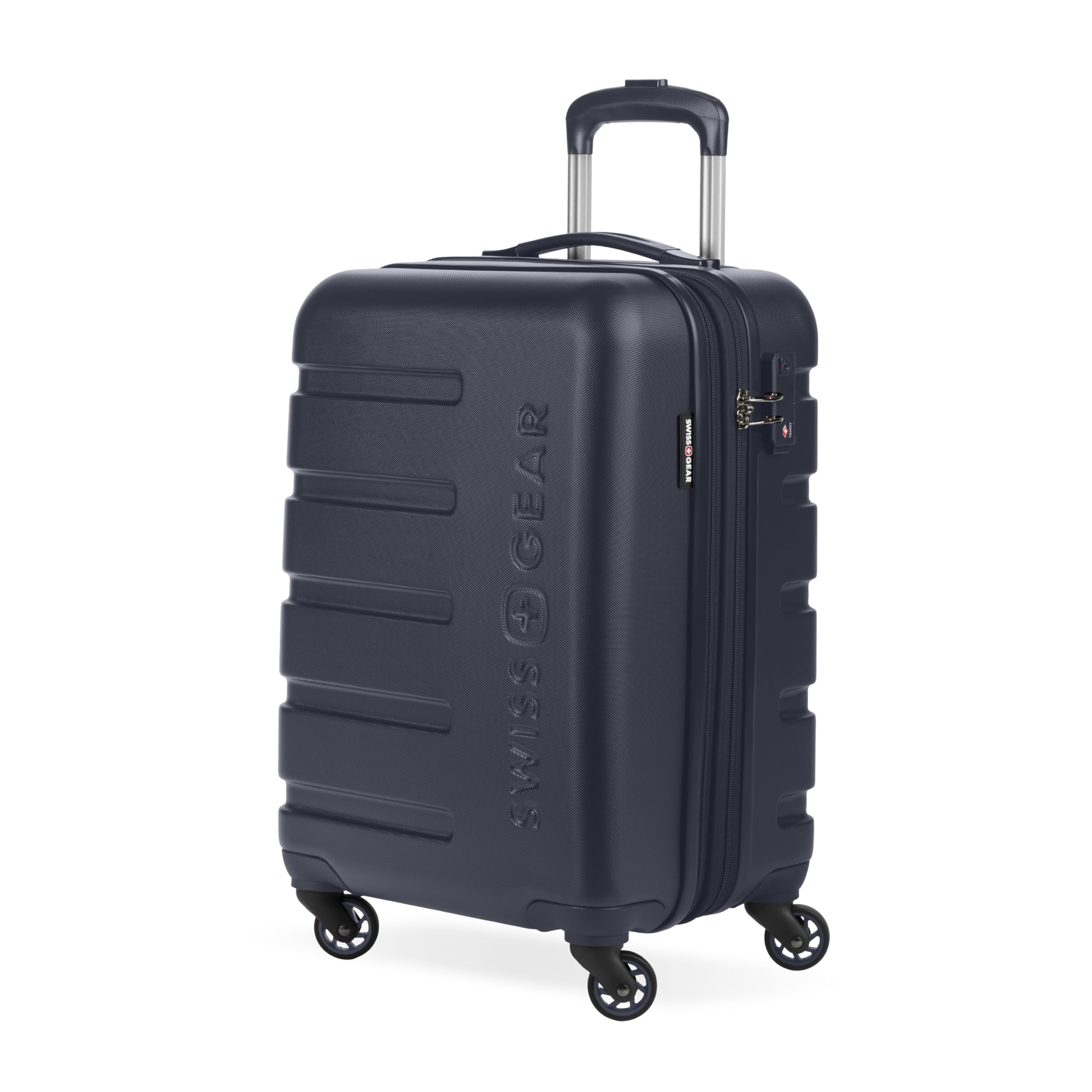 Signature Hardside Expandable Carry-On Spinner Luggage, ABS Construction, TSA-Friendly Lock, and Built-In Cupholder, Navy, 19-Inch