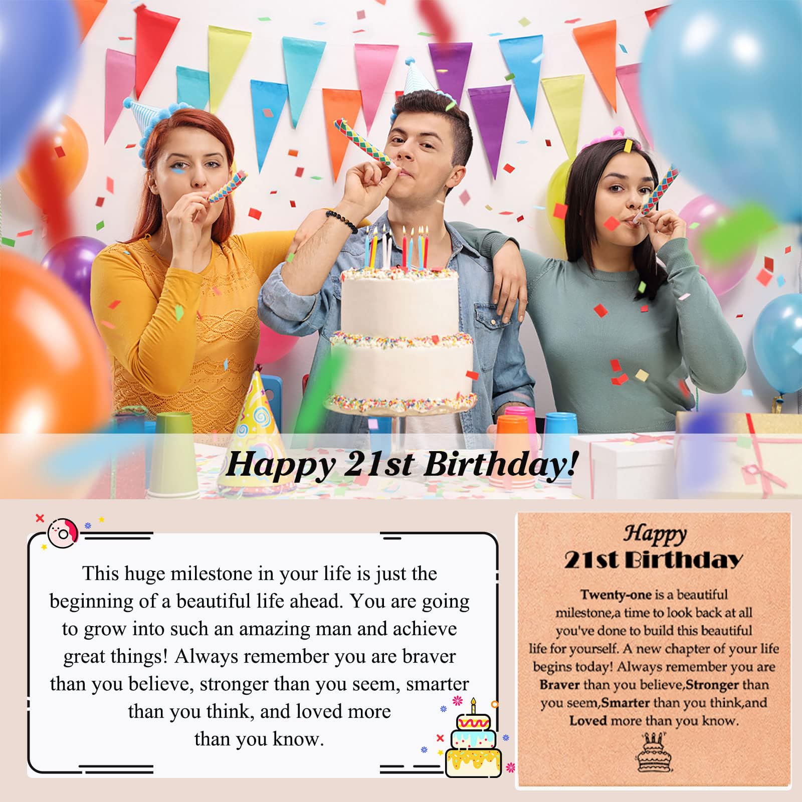 YELUWA 21°30°40°50°60°Regali di Compleanno per Lui Bracciale di Pietre Naturali per Padre Figlio Nonno Fratello Fidanzato Marito Anniversario San Valentino Festa del Papà Regalo di Laurea