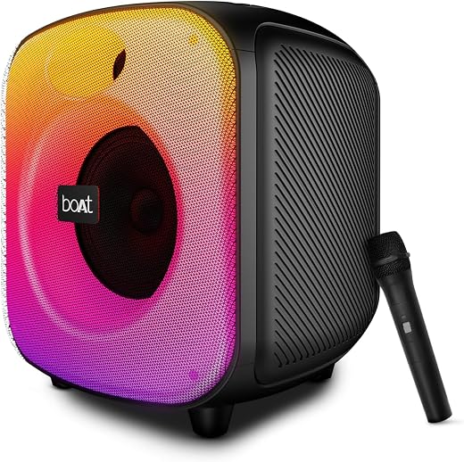 Boat PartyPal 65 Pro, 42W Signature Sound, Wireless Karaoke Mic, 8H Battery,RGB LEDs, TWS, Bass Boost, Multi Port, Bluetoo...