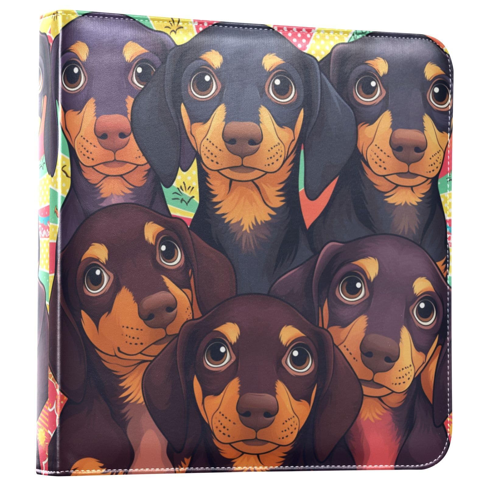 Kigai Cute Dogs Photo Album Self Adhesive Scrapbook Album Leather Cover DIY Picture Scrap Book with 20 Adhesive Sheets, 11.8x24x0.8 inch