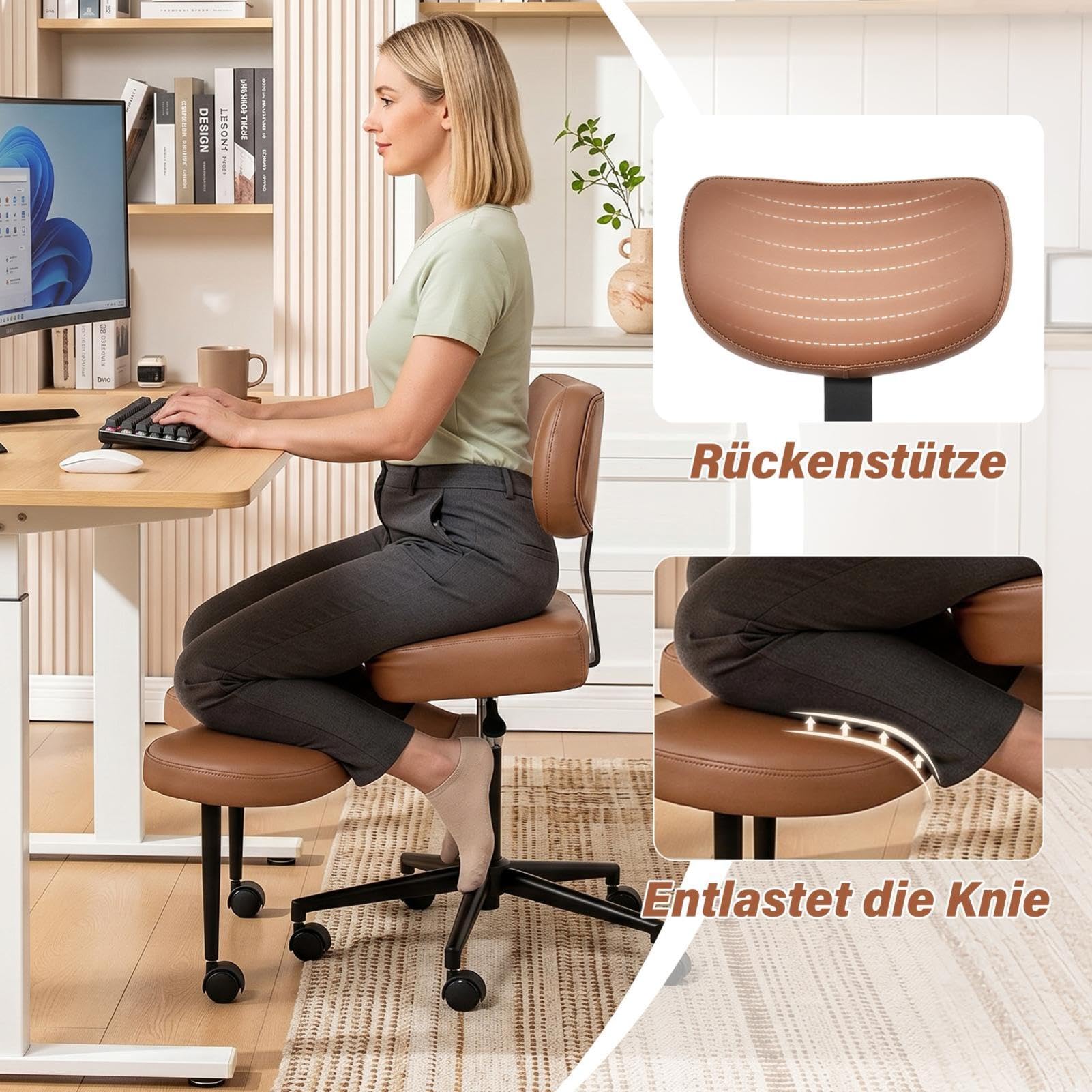 Generisch Chaise de méditation professionnelle avec roulettes, pour s'asseoir dans un siège de couture, chaise de bureau TDAH, avec tabouret réglable en hauteur, design flexible pour les personnes