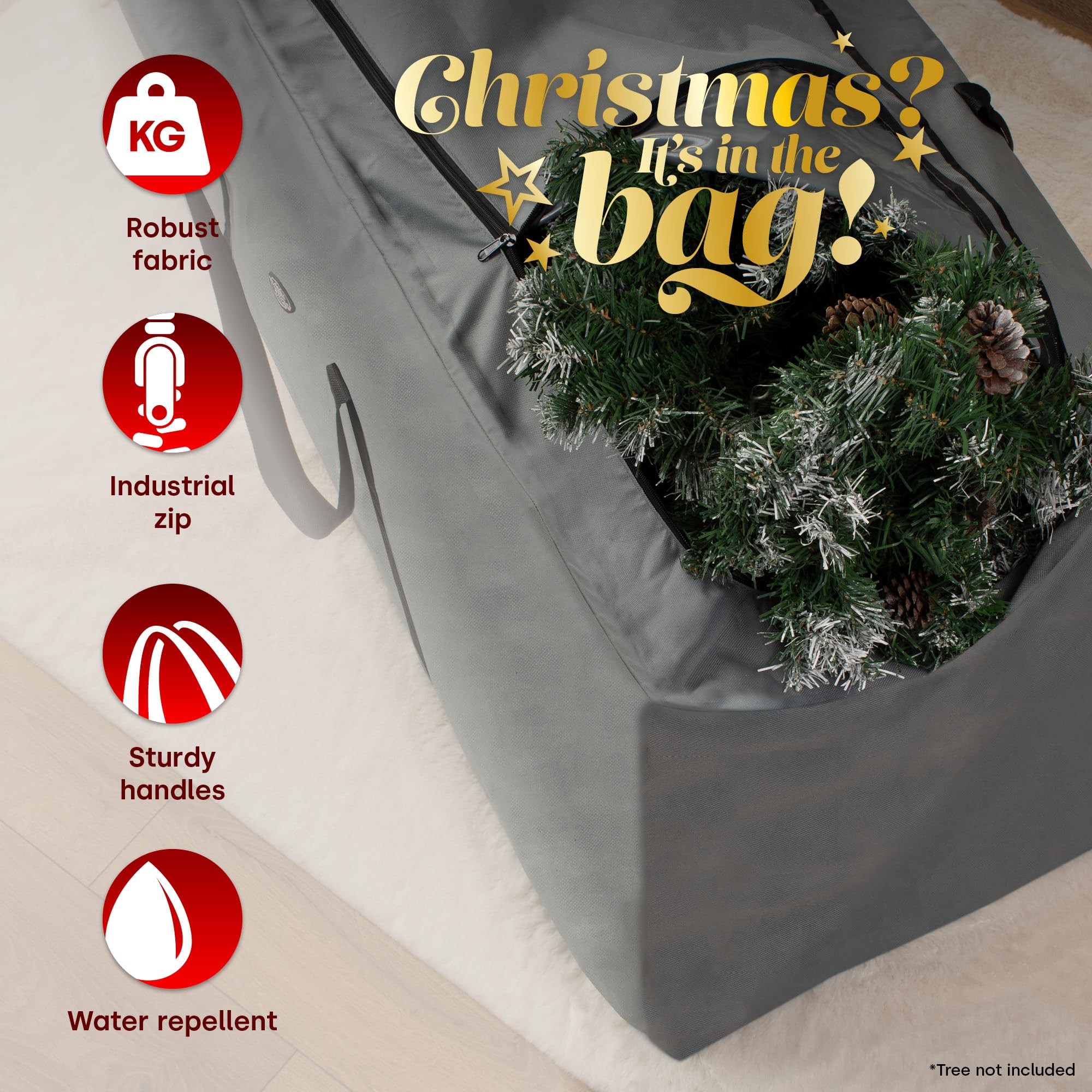 Borsa Organizer Per Luci Di Natale - Con 3 Bobine, Tessuto Oxford, Manici Rinforzati