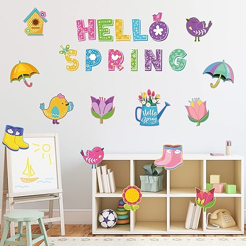 Miniatura 6 de 67 recortes de primavera plantas de flores de primavera recortes de papel con 100 puntos de pegamento tablero de anuncios de temporada decoración de