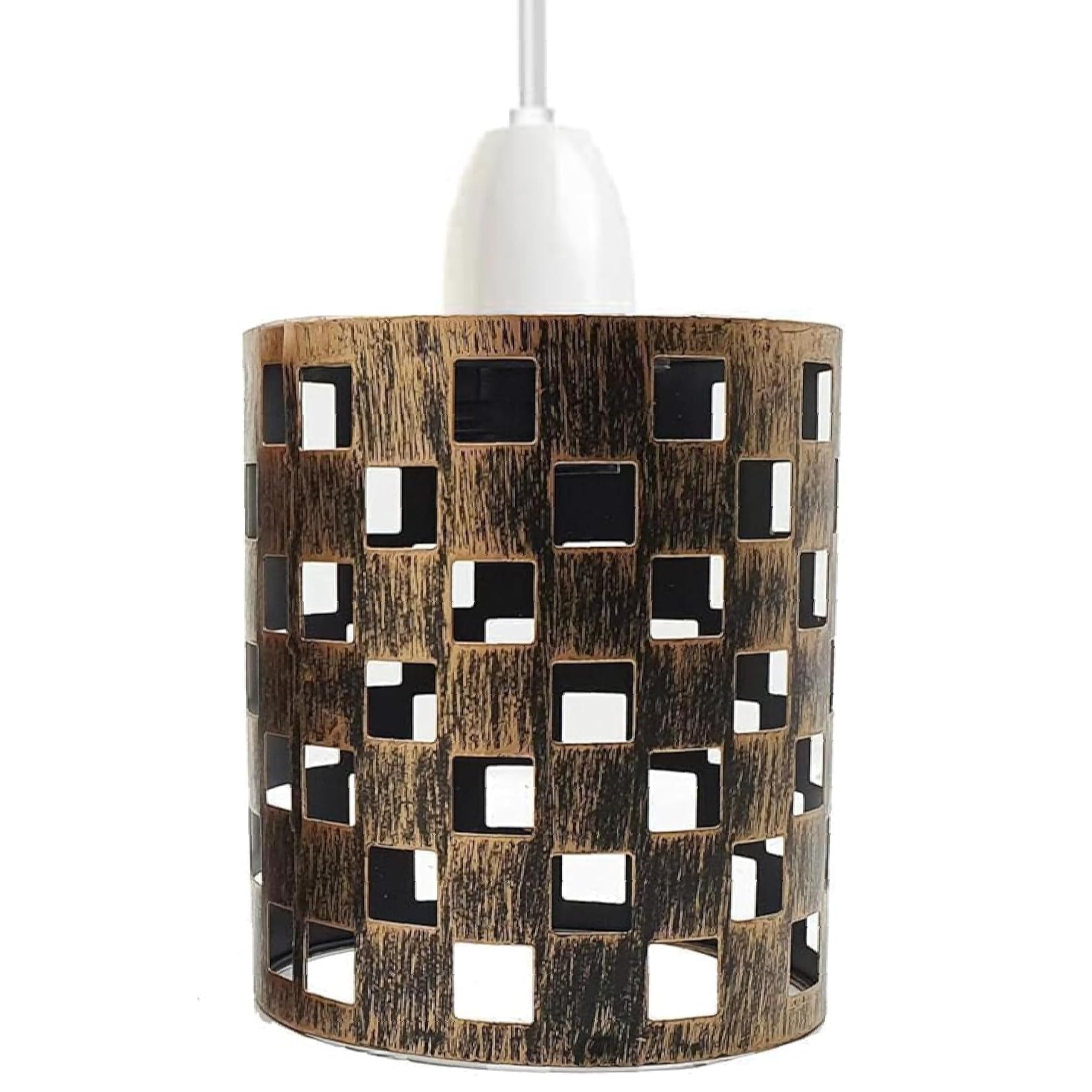 Ledsone Brushed Copper Metal Drum Cage Ceiling Light Shade, Easy Fit Pendant Lamp Light Lampshade