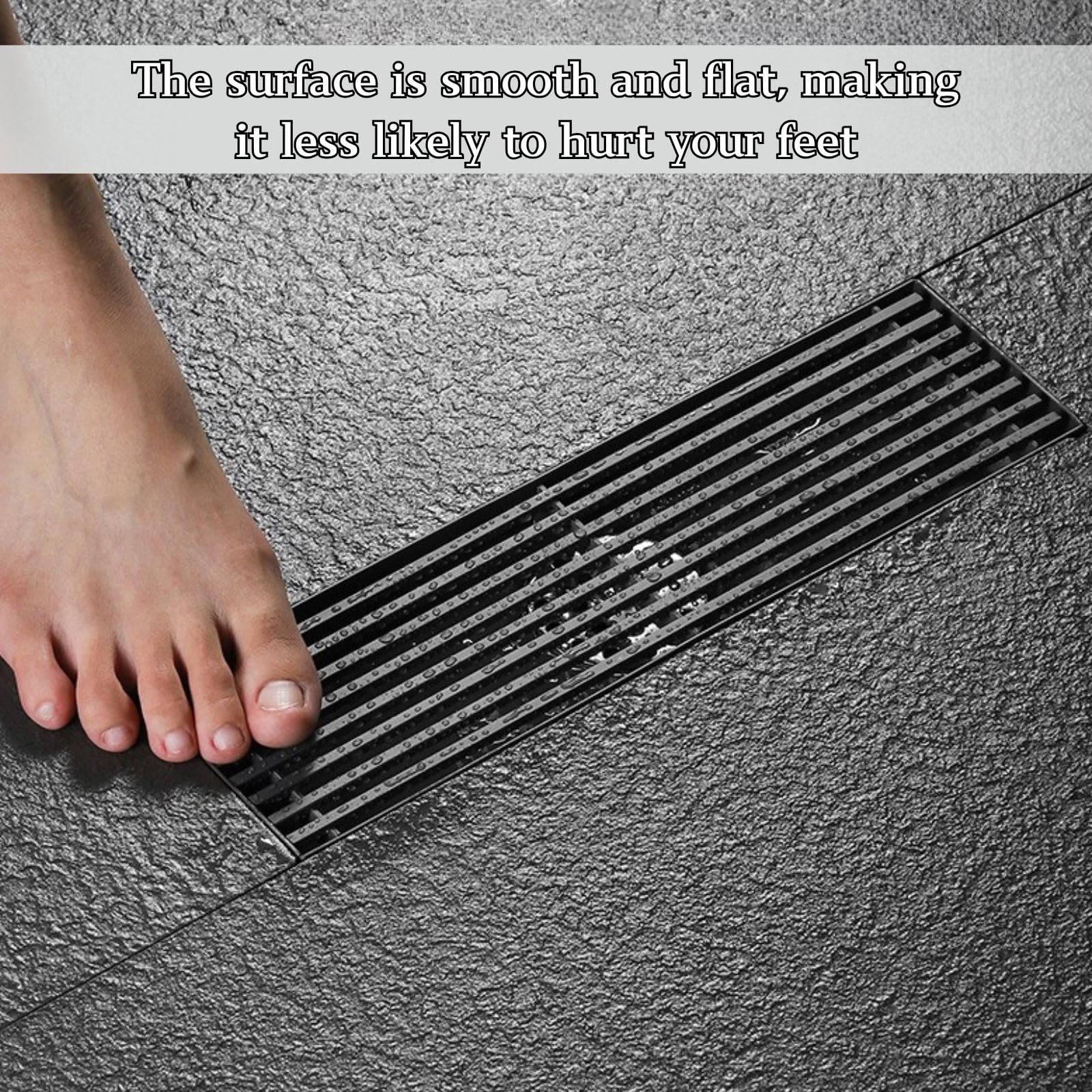 8cm de Ancho Desagüe de Piso Extraíble Desagüe de Suelo Rectangular de Acero Inoxidable 304 Diseño Hueco para Baño Cocina Balcón Ducha Antibloqueo Filtro Gris(8 * 100cm)