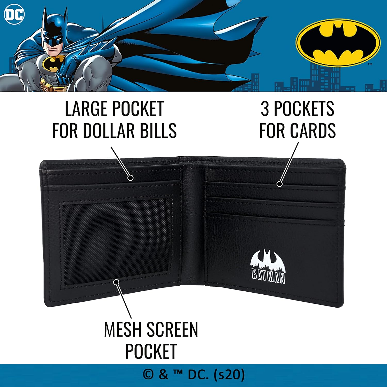DC Comics Batman Bifold Wallet in a Decorative Tin Case, Multi - Image 4
