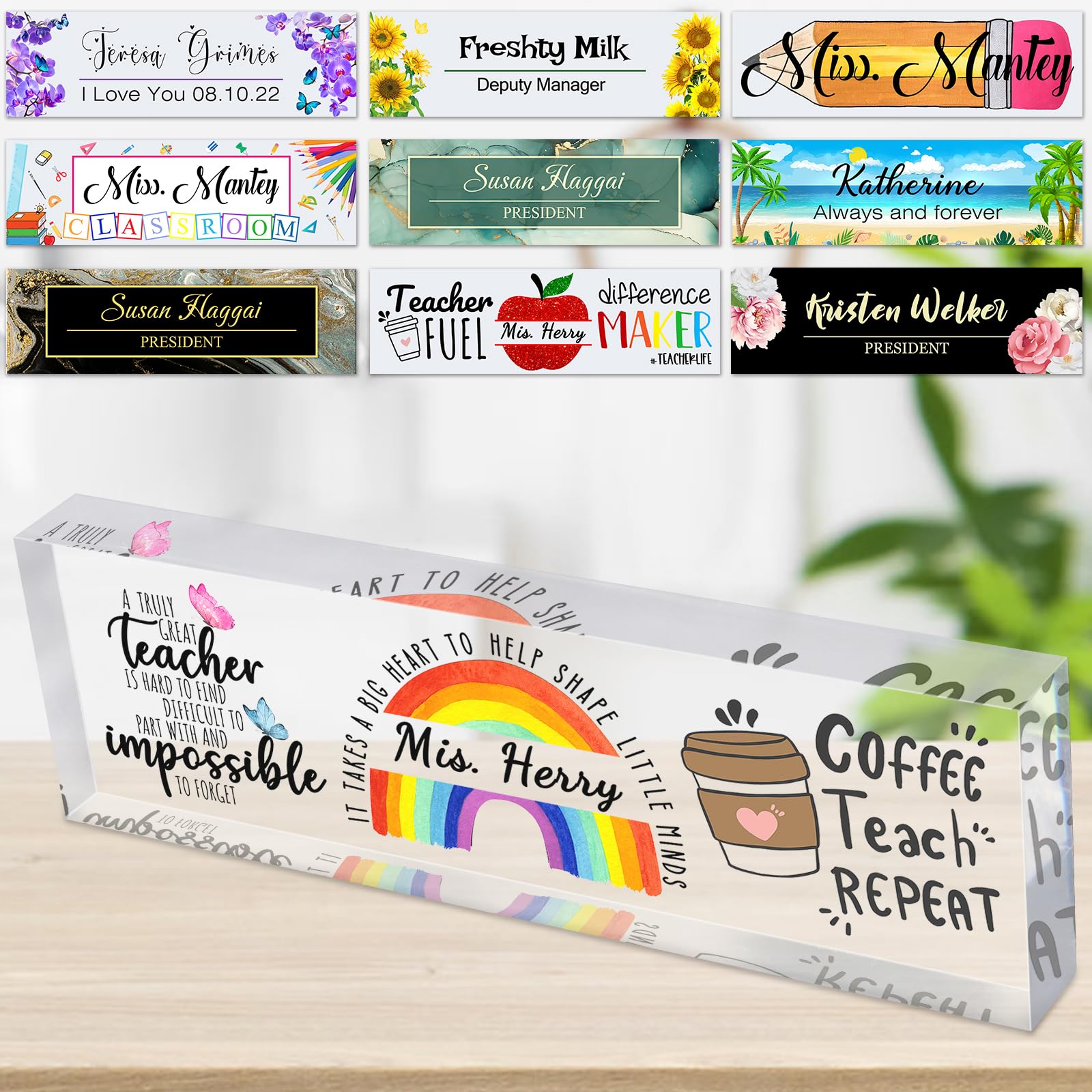 Personalised Desk Name Plates for Teachers Custom Acrylic Nameplates Bulk for Office Classroom Men Women Nurse Gifts