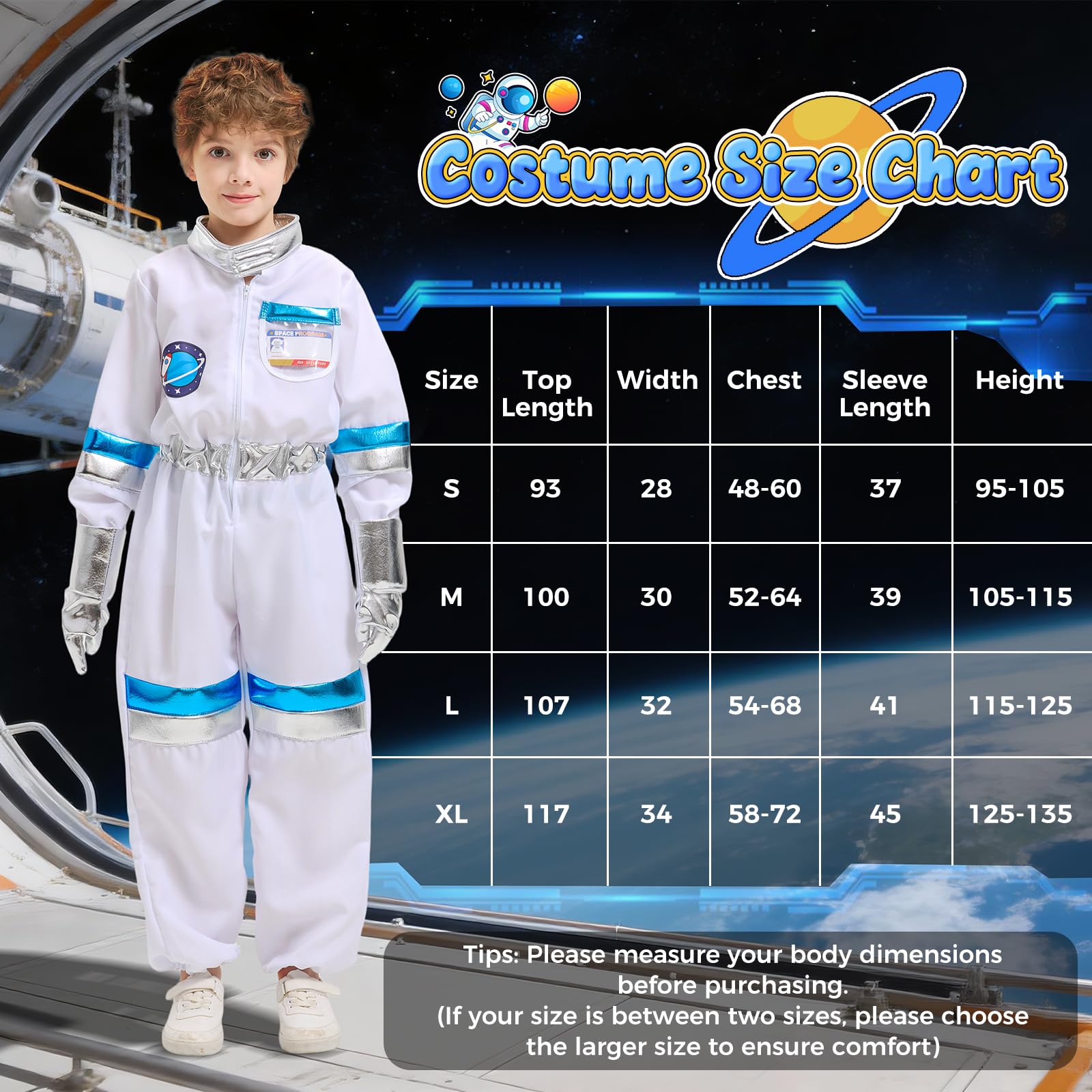 Lozzzyo Costume di Astronauta per Carnevale Bambini con Casco, Guanti e Cohete Gonfiabile - Costume Astronauta Ideale per Bambini e Bambine, Perfetto per Carnevale e Spettacoli Teatrali