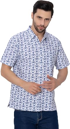 HAPPY BAY Mens Short Sleeve Button Down Casual Beach Shirt