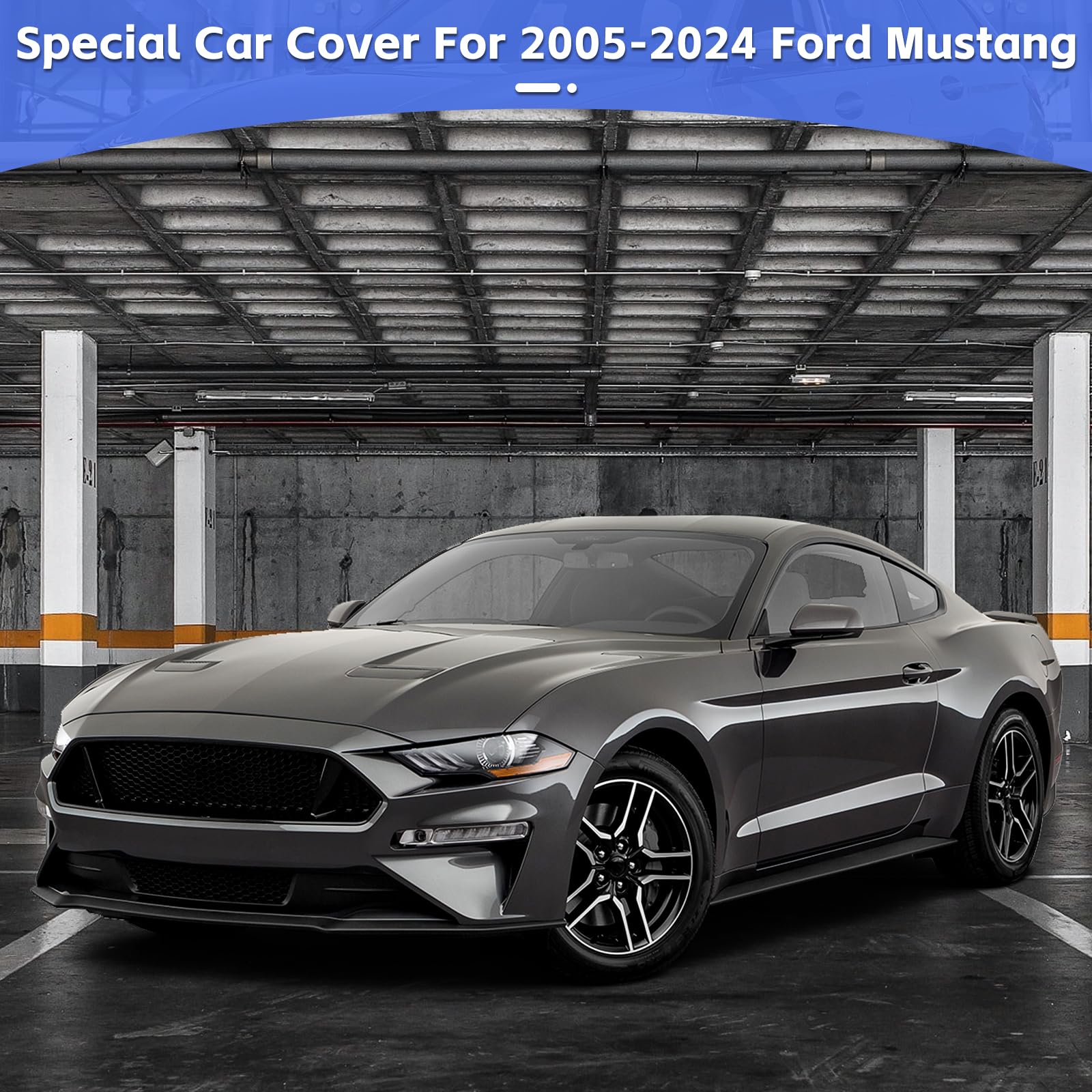 Funda Coche Interior para Coche Ford Mustang 2005-2026, Azul Funda para Coche Cubierta Cubre Coches, Lona elástica, Protectora al Polvo, Transpirable