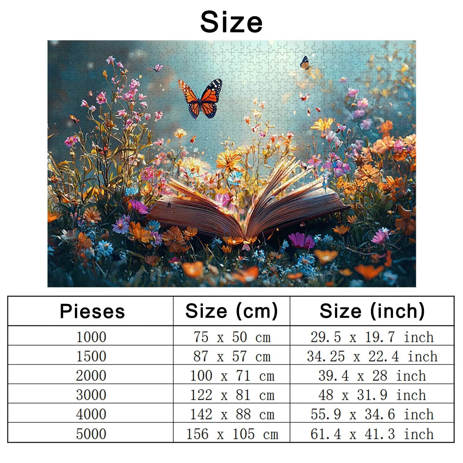 Puzzle 1500 sztuk Magiczna Książka, Kwiaty Drewniane Puzzle dla Dorosłych Puzzle Wykwintne Pudełko Do Pakowania, Gry Edukacyjne Dla Rodzin, Puzzle Do Dekoracji Domu, Prezent Kobiet, Prezent Mężczyzny