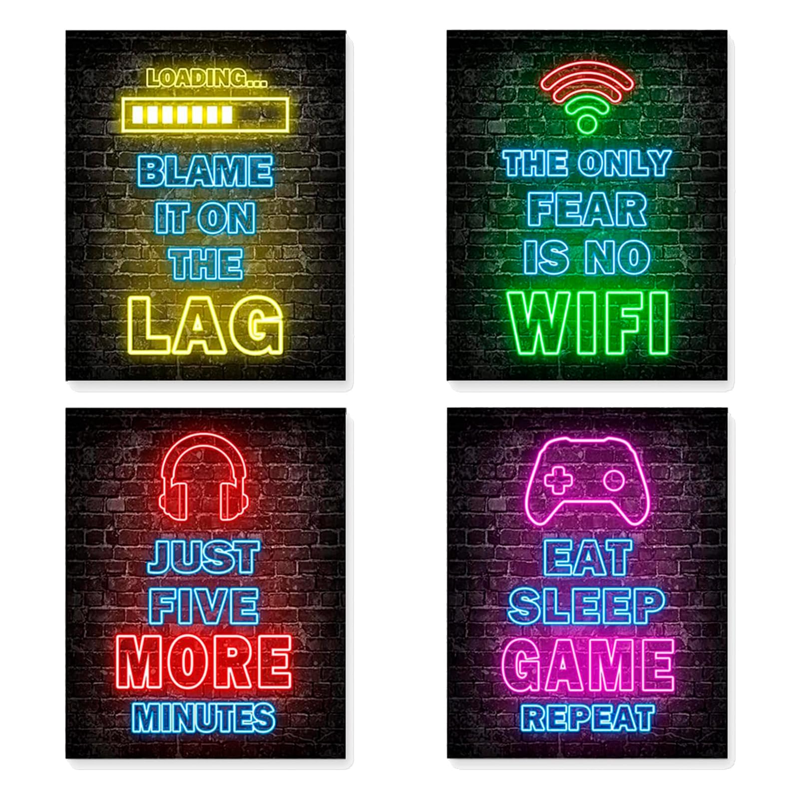 Maltvie Gaming Posters Set of 4 – Cool Gamer Room Decor & Boys Bedroom Wall Art, Unframed 8×10 inch Canvas Prints – Stylish Kids Room Decorations & Gaming Accessories