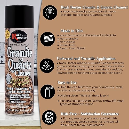 Miniatura 3 de Rock Doctor Limpiador de granito  Limpia y renueva superficies  (18 oz) Spray limpiador de superficies, limpiador de encimeras de granitomármol,