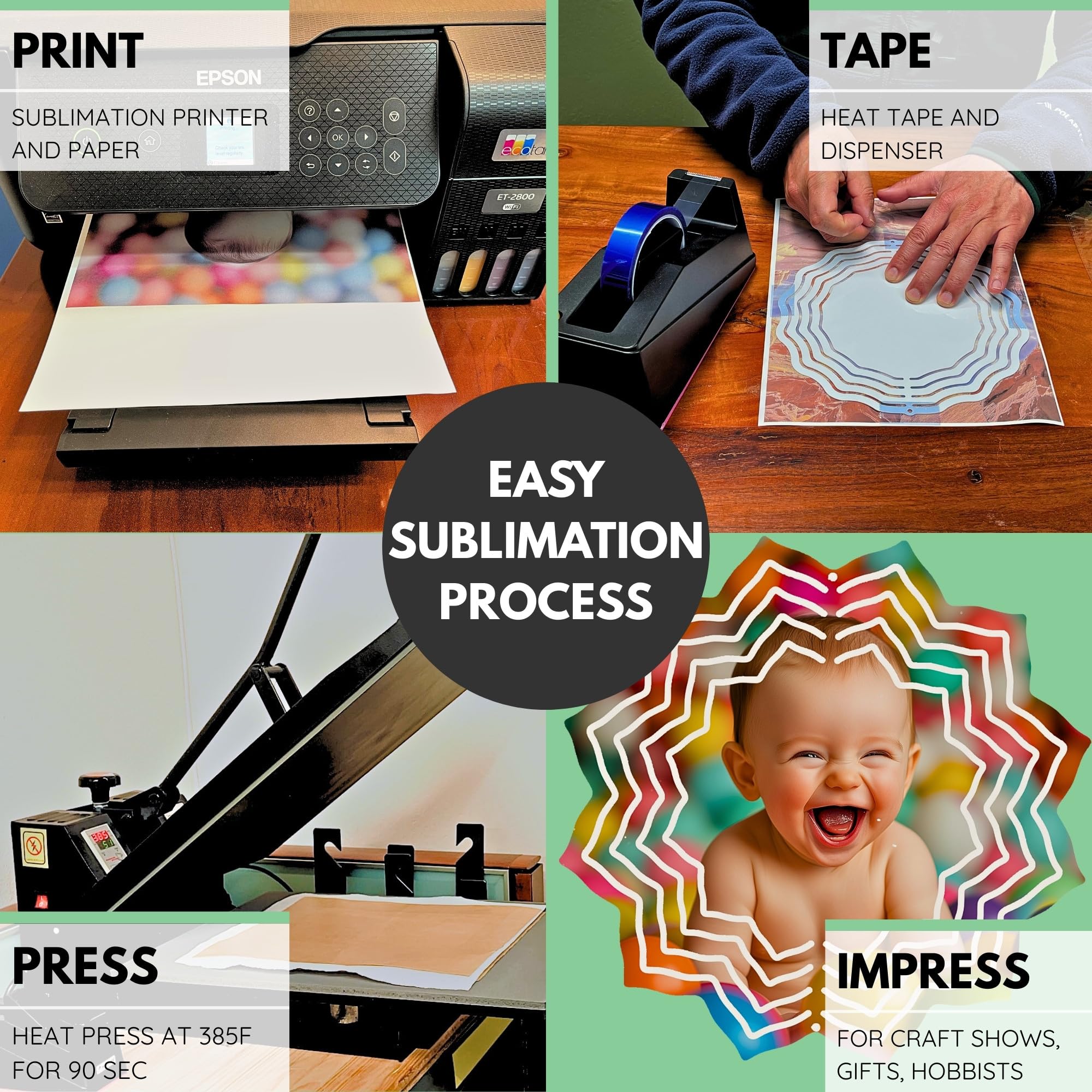 echomerx 5-Pack Sublimation Wind Spinner Blanks 8