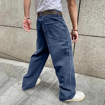 カジュアル デニム ワーク シミターパンツ ワイド ジーンズ デニムパンツ メンズ ジーンズ カジュアル ワイドパンツ (デニム
