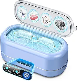 Seepark Limpador ultrassônico profissional para joias com temporizador digital, máquina de limpeza ultrassônica de 50 kHz com aço inoxidável 304 para joias, óculos, anéis, moedas, pulseiras de relógio
