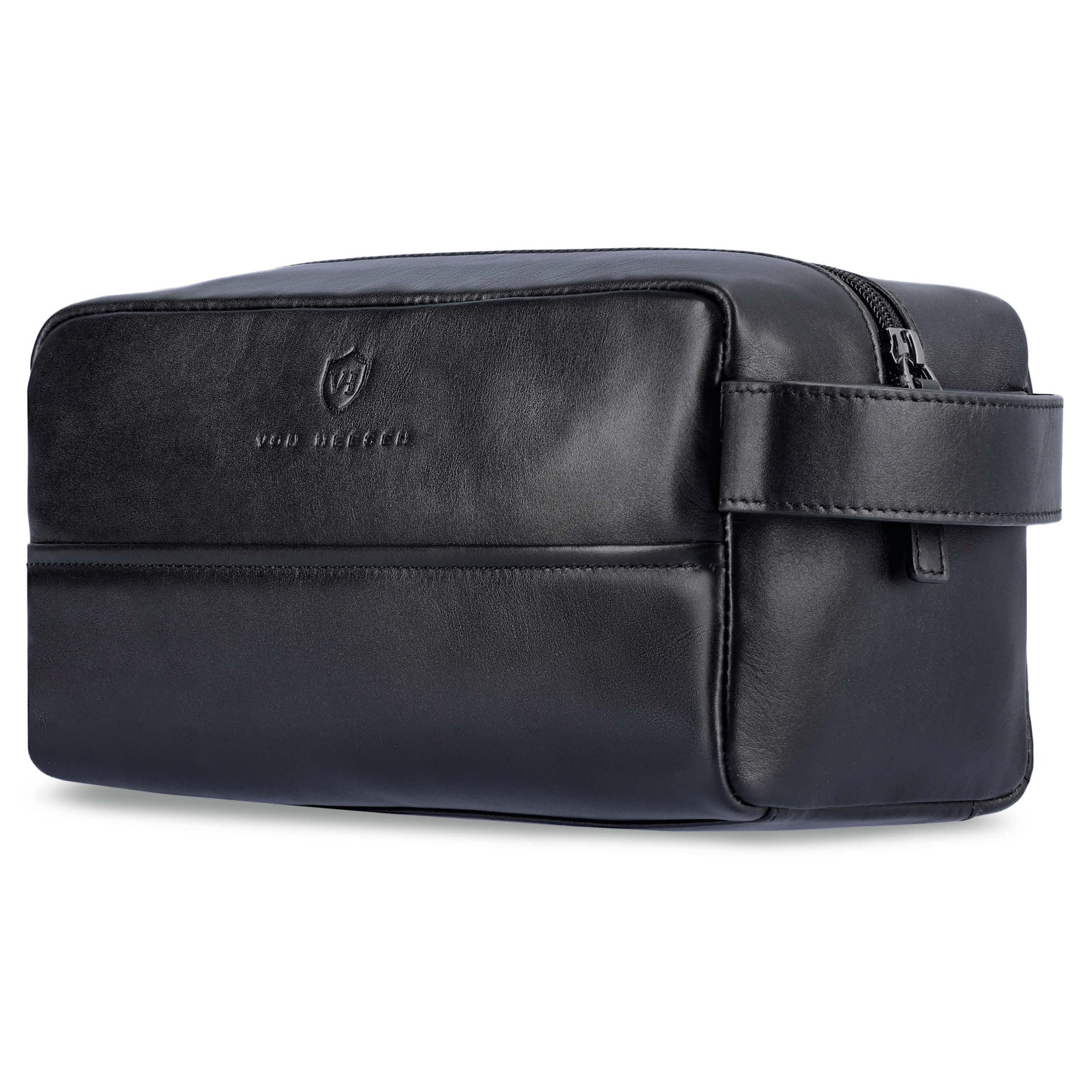 VON HEESEN Kulturbeutel Leder Kulturtasche für Herren & Damen - Echtleder Necessaire ideal zum Reisen - Waschtasche und Kosmetiktasche