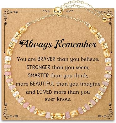 AGOT Bracelet Gifts for Women Healing Natural Stone Bracelets with Positive Affirmations - Get Well Soon Gift for Mom Aunt Daughter Best Friends Sister Birthday Christmas Valentines Day Graduation Jewelry