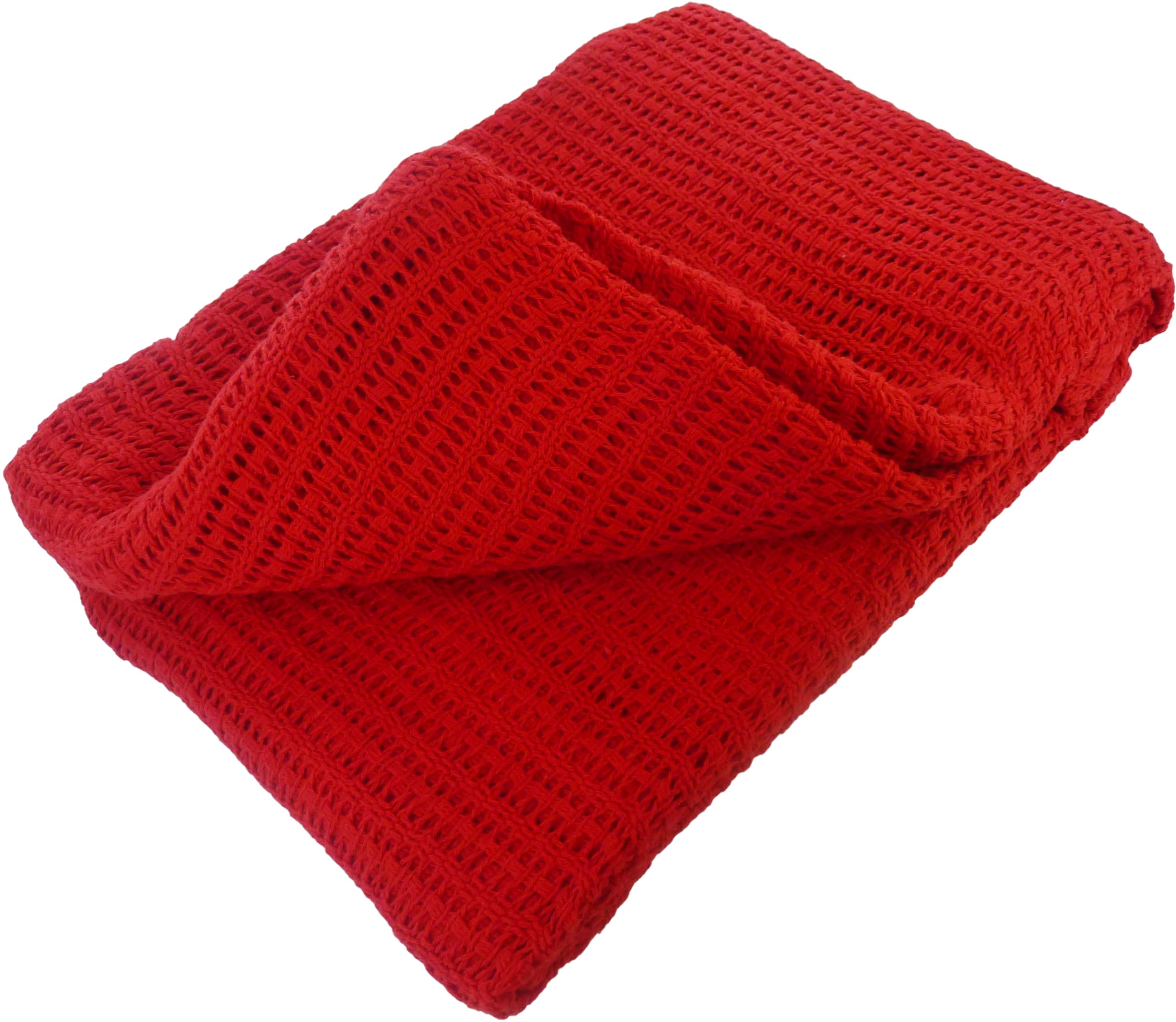 Red Cellular Blanket - 100% Cotton - 200 X 150cm - (Single