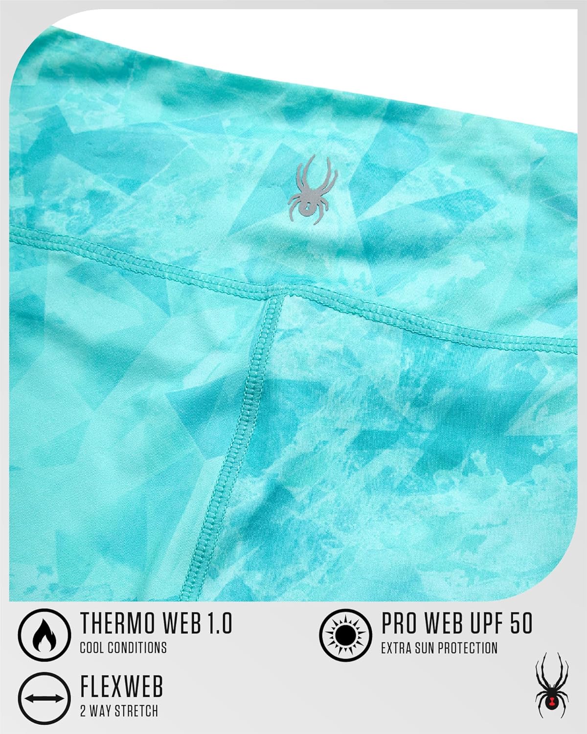 Spyder Women's Activewear Legging - Poly Span Knit UPF 50 High Waisted Tummy Control Printed Athletic Legging (Sizes: S-XL) Aquamarine Small image 6 of 7 B0DXGVMDLC