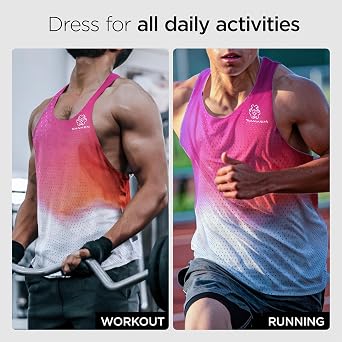 Sanken Men's Seamless Running Tank Tops Ultra Lightweight Marathon Singlets Breathable Race Vests Quick Dry Sleeveless Shirt