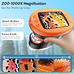 Kids Handheld Microscope Toys 4K 2.4" Screen Rechargeable Digital Kids Microscopes Toys Gifts for 3 4 5 6 7 8 9 10 11 12 Year Old Boys Girls(Orange)