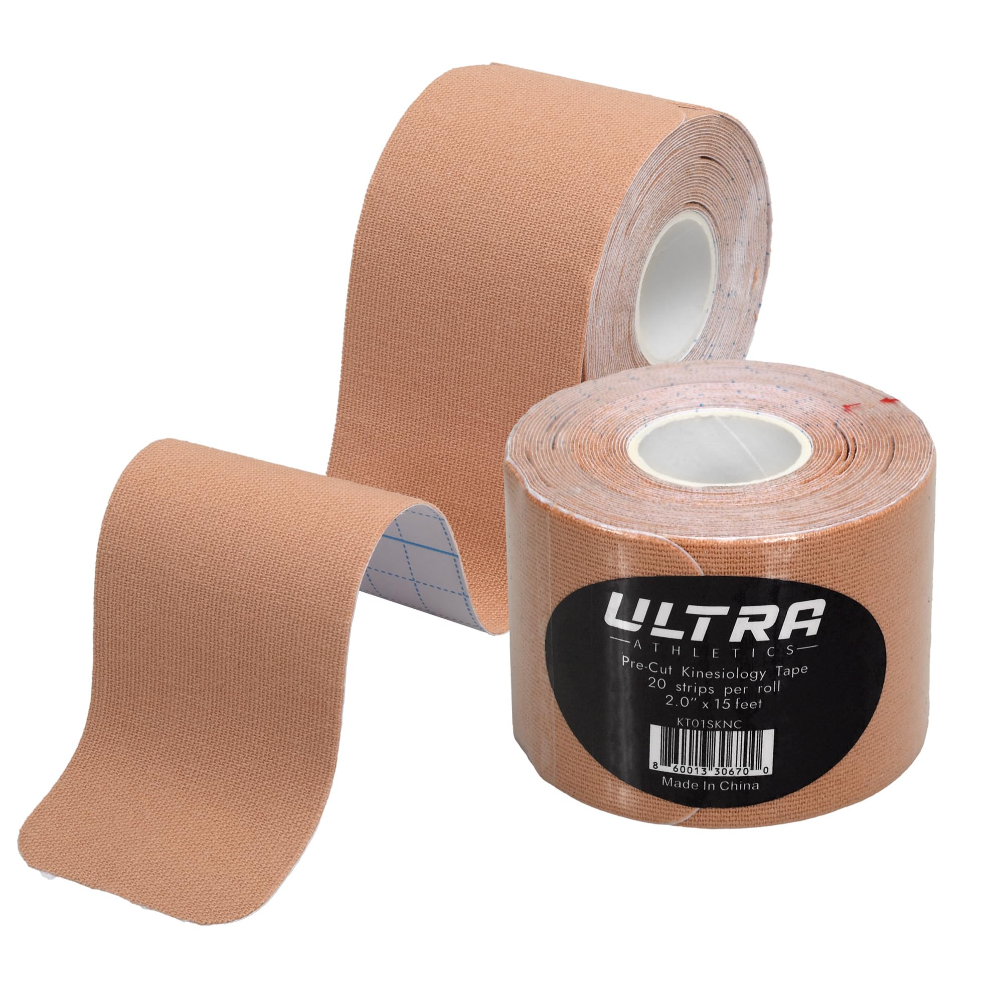 Ultra Athletics Kinesiology Tape, Premium Precut Roll, Elastic Cotton, Hypoallergenic, 20 Precut Strips, Ideal for Muscle Support & Injury Prevention
