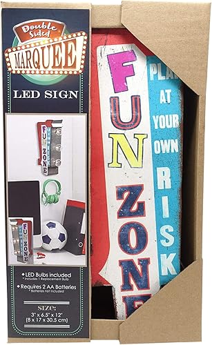 Miniatura 4 de Fun Zone - Letrero LED de doble cara inspirado en la vendimia, decoración de pared retro para el hogar, sala de juegos, bar, cueva de hombre o